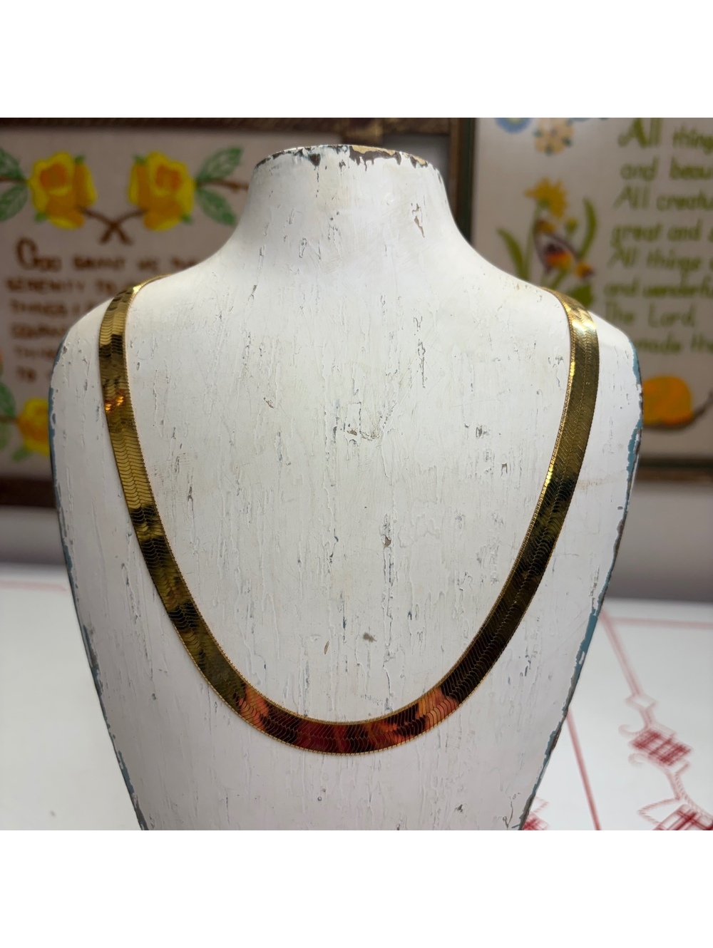 Sterling silver vermeil herringbone chain vintage 90s